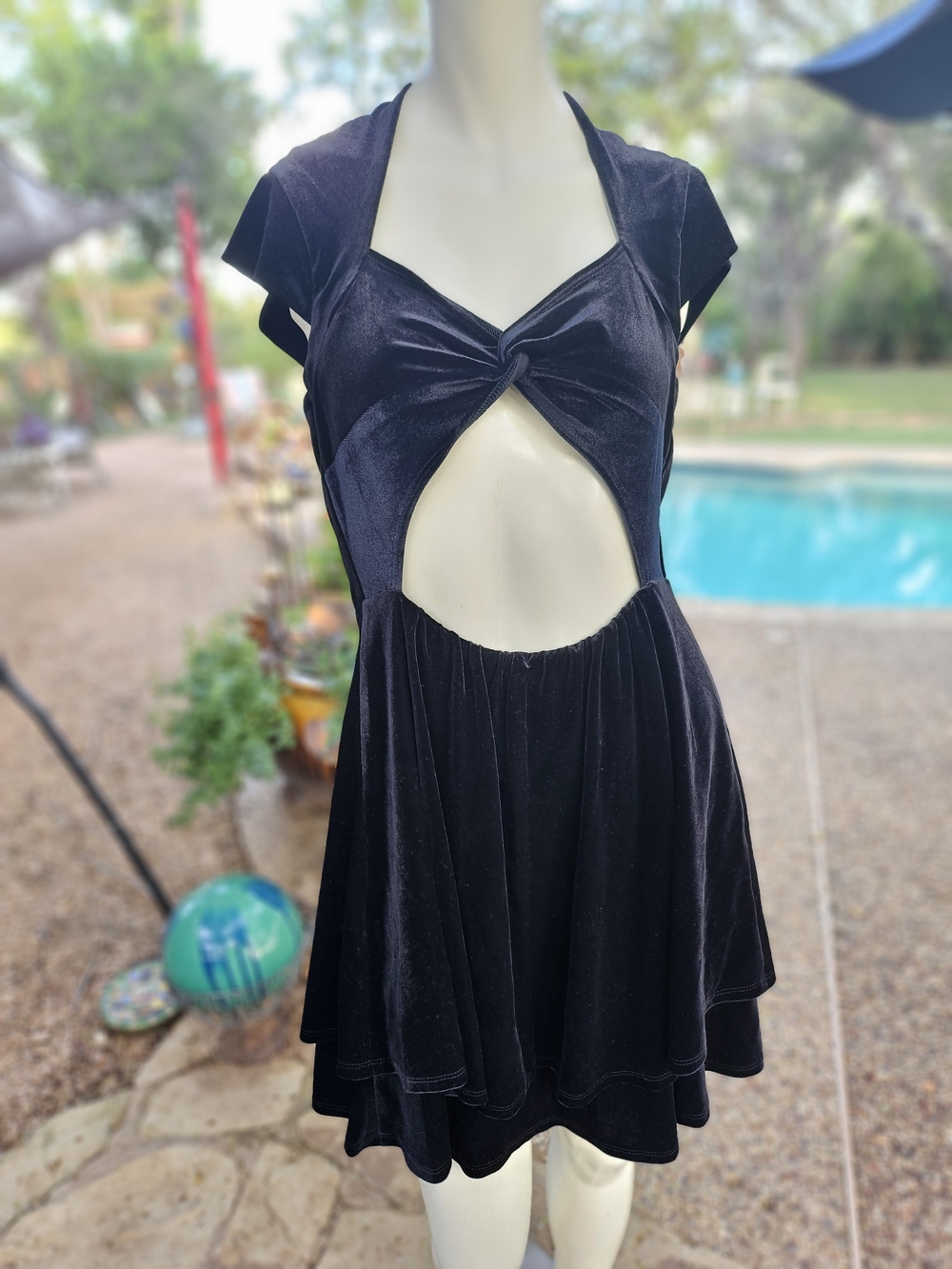 Next Up Black Velvet Cutout Mini Dress Size 11/12